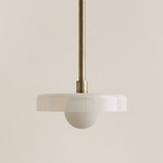 Disc Orb Pendant - Pewter / Opaline