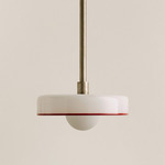 Disc Orb Pendant - Pewter / Opaline, Red Rim