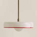 Disc Orb Pendant - Pewter / Opaline, Red Rim