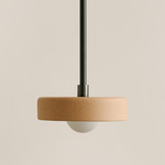 Ceramic Disc Orb Pendant - Blackened Brass / Tan Clay