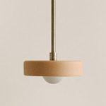 Ceramic Disc Orb Pendant - Pewter / Tan Clay
