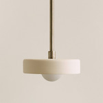 Ceramic Disc Orb Pendant - Pewter / White Clay