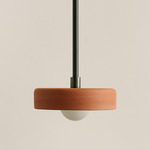 Ceramic Disc Orb Pendant - Blackened Brass / Terracotta