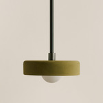 Ceramic Disc Orb Pendant - Blackened Brass / Green Clay