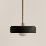 Ceramic Disc Orb Pendant - Pewter / Black Clay