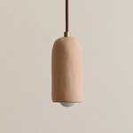 Ceramic Spot Pendant - Brass / Tan Clay Shade