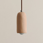 Ceramic Spot Pendant - Pewter / Tan Clay Shade