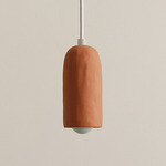 Ceramic Spot Pendant - Bone / Terracotta Shade