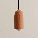 Ceramic Spot Pendant - Reed Green / Terracotta Shade