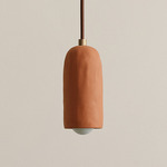 Ceramic Spot Pendant - Brass / Terracotta Shade