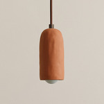 Ceramic Spot Pendant - Blackened Brass / Terracotta Shade