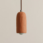 Ceramic Spot Pendant - Pewter / Terracotta Shade