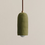 Ceramic Spot Pendant - Brass / Green Clay Shade