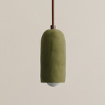 Ceramic Spot Pendant - Patina Brass / Green Clay Shade