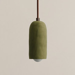 Ceramic Spot Pendant - Blackened Brass / Green Clay Shade