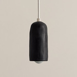 Ceramic Spot Pendant - Bone / Black Clay Shade