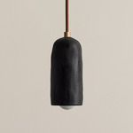 Ceramic Spot Pendant - Brass / Black Clay Shade