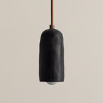Ceramic Spot Pendant - Patina Brass / Black Clay Shade