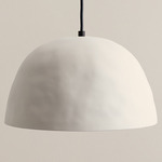 Dome Pendant - Black / White Clay Shade