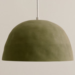 Dome Pendant - Bone / Green Clay Shade