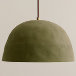 Dome Pendant - Brass / Green Clay Shade