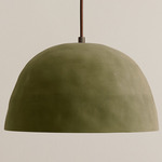 Dome Pendant - Blackened Brass / Green Clay Shade