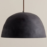 Dome Pendant - Pewter / Black Clay Shade