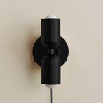 Up Down Plug-In Wall Sconce - Black Canopy / Black Upper Shade