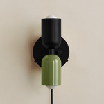 Up Down Plug-In Wall Sconce - Black Canopy / Black Upper Shade