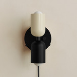 Up Down Plug-In Wall Sconce - Black Canopy / Bone Upper Shade