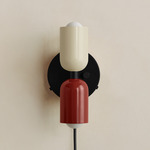 Up Down Plug-In Wall Sconce - Black Canopy / Bone Upper Shade
