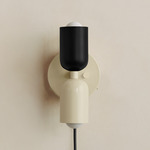 Up Down Plug-In Wall Sconce - Bone Canopy / Black Upper Shade