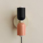 Up Down Plug-In Wall Sconce - Bone Canopy / Black Upper Shade