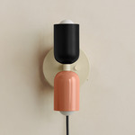 Up Down Plug-In Wall Sconce - Bone Canopy / Black Upper Shade