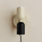 Up Down Plug-In Wall Sconce - Bone Canopy / Bone Upper Shade