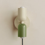 Up Down Plug-In Wall Sconce - Bone Canopy / Bone Upper Shade