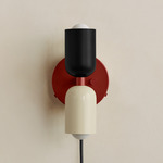 Up Down Plug-In Wall Sconce - Oxide Red Canopy / Black Upper Shade