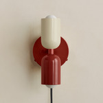 Up Down Plug-In Wall Sconce - Oxide Red Canopy / Bone Upper Shade