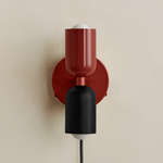 Up Down Plug-In Wall Sconce - Oxide Red Canopy / Oxide Red Upper Shade