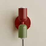 Up Down Plug-In Wall Sconce - Oxide Red Canopy / Oxide Red Upper Shade