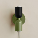 Up Down Plug-In Wall Sconce - Reed Green Canopy / Black Upper Shade