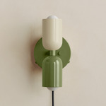 Up Down Plug-In Wall Sconce - Reed Green Canopy / Bone Upper Shade