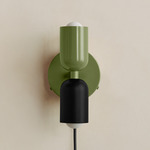 Up Down Plug-In Wall Sconce - Reed Green Canopy / Reed Green Upper Shade