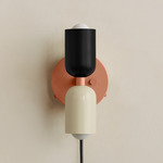 Up Down Plug-In Wall Sconce - Peach Canopy / Black Upper Shade