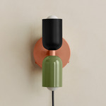 Up Down Plug-In Wall Sconce - Peach Canopy / Black Upper Shade