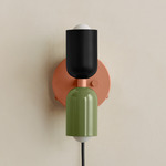 Up Down Plug-In Wall Sconce - Peach Canopy / Black Upper Shade