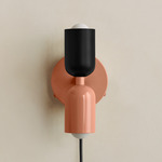 Up Down Plug-In Wall Sconce - Peach Canopy / Black Upper Shade