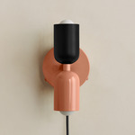 Up Down Plug-In Wall Sconce - Peach Canopy / Black Upper Shade