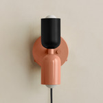 Up Down Plug-In Wall Sconce - Peach Canopy / Black Upper Shade
