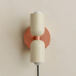 Up Down Plug-In Wall Sconce - Peach Canopy / Bone Upper Shade